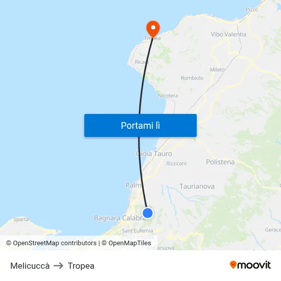 Melicuccà to Tropea map