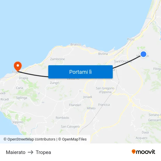 Maierato to Tropea map
