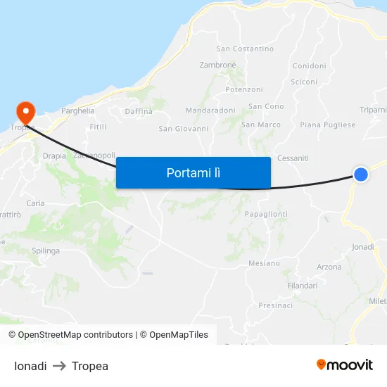 Ionadi to Tropea map