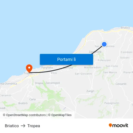 Briatico to Tropea map