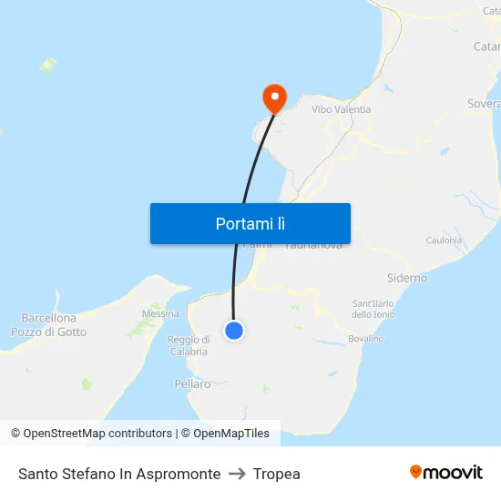 Santo Stefano In Aspromonte to Tropea map