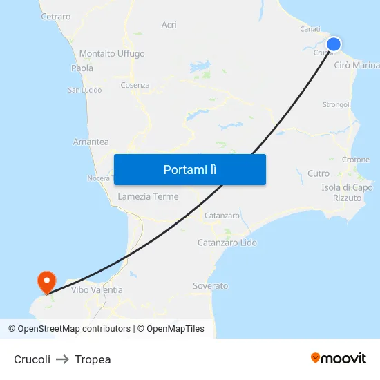 Crucoli to Tropea map