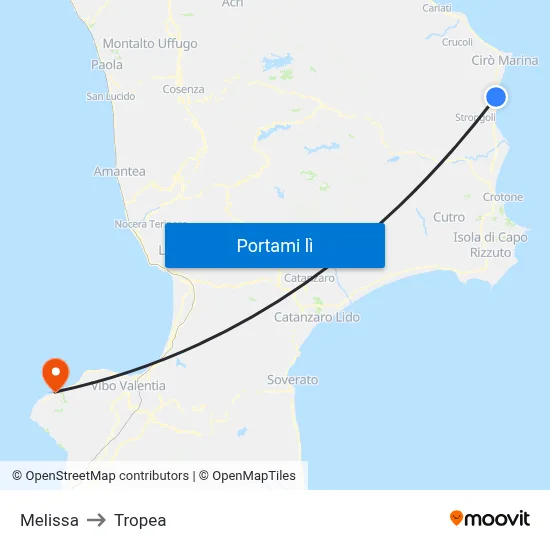 Melissa to Tropea map