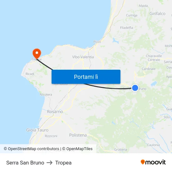 Serra San Bruno to Tropea map