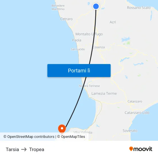 Tarsia to Tropea map