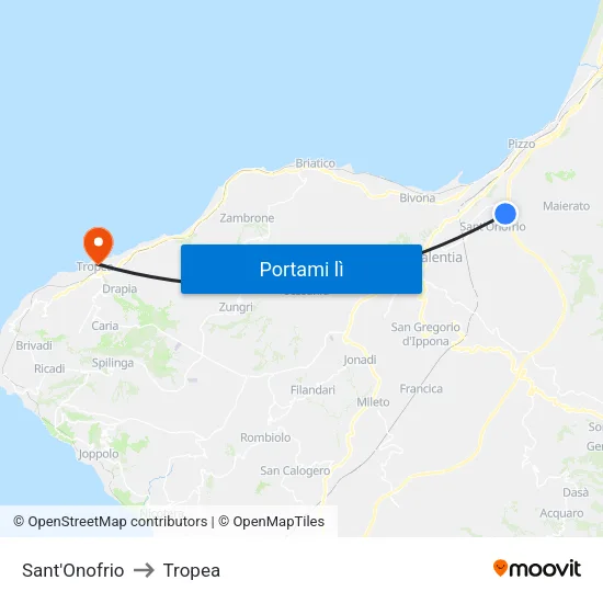 Sant'Onofrio to Tropea map