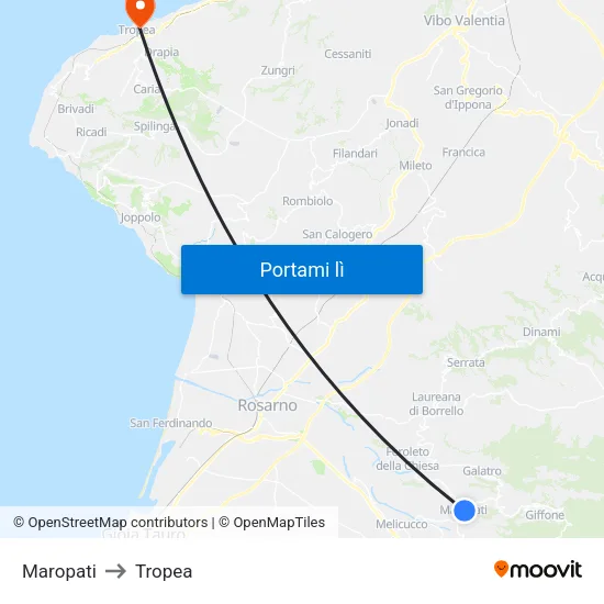 Maropati to Tropea map