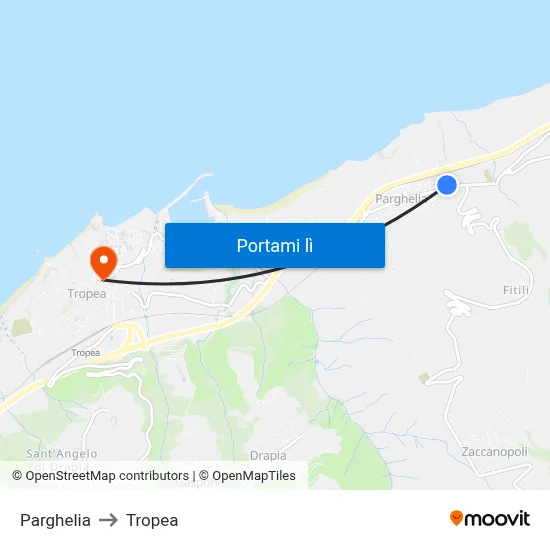 Parghelia to Tropea map