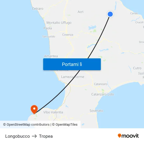 Longobucco to Tropea map