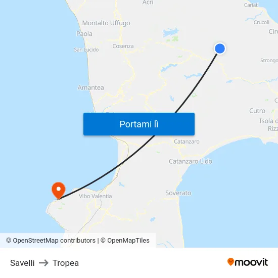 Savelli to Tropea map