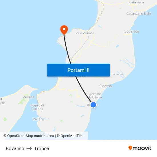 Bovalino to Tropea map