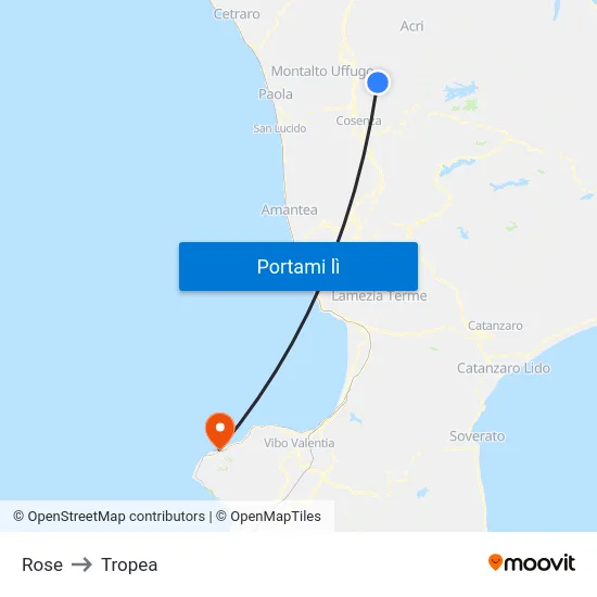 Rose to Tropea map