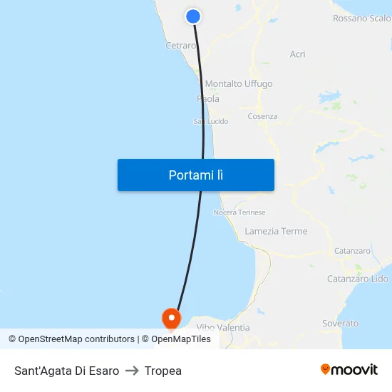Sant'Agata Di Esaro to Tropea map