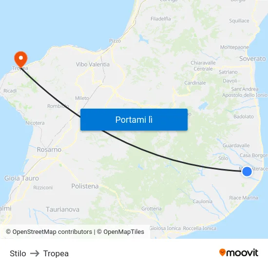 Stilo to Tropea map