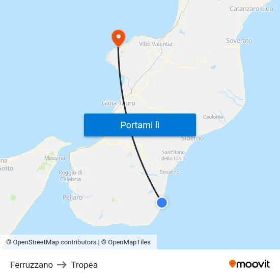 Ferruzzano to Tropea map
