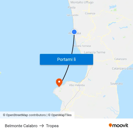 Belmonte Calabro to Tropea map