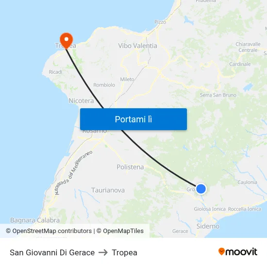 San Giovanni Di Gerace to Tropea map