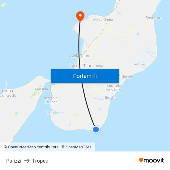 Palizzi to Tropea map