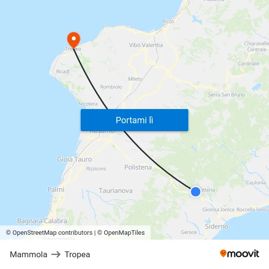 Mammola to Tropea map
