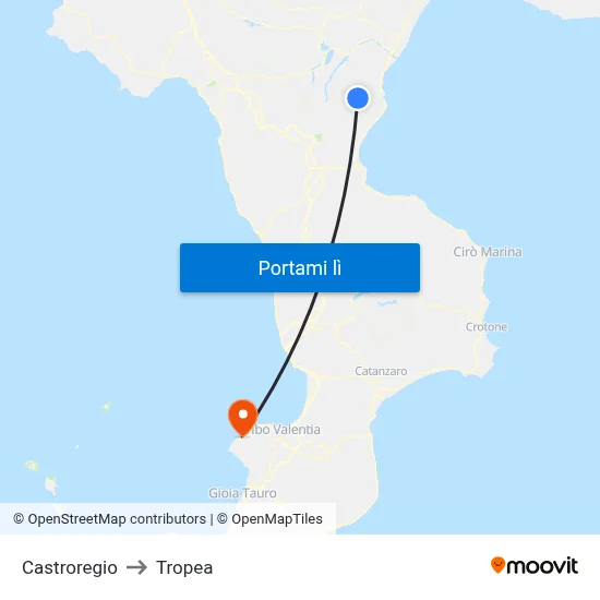 Castroregio to Tropea map