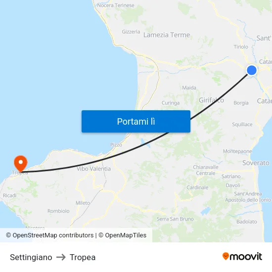 Settingiano to Tropea map