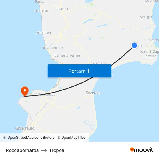 Roccabernarda to Tropea map