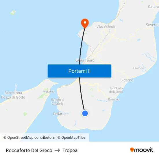 Roccaforte Del Greco to Tropea map