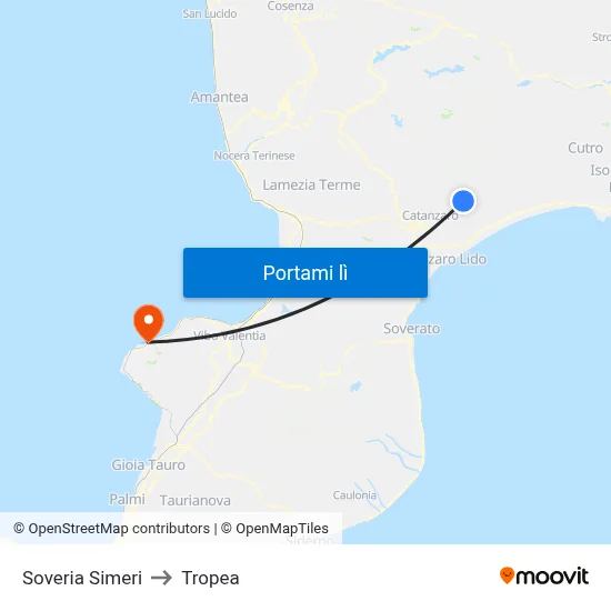 Soveria Simeri to Tropea map