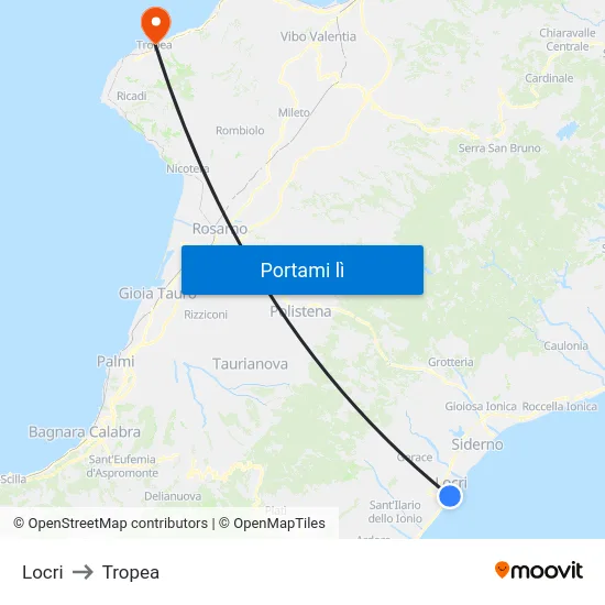 Locri to Tropea map