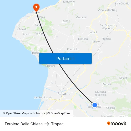 Feroleto Della Chiesa to Tropea map
