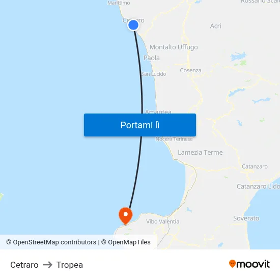 Cetraro to Tropea map