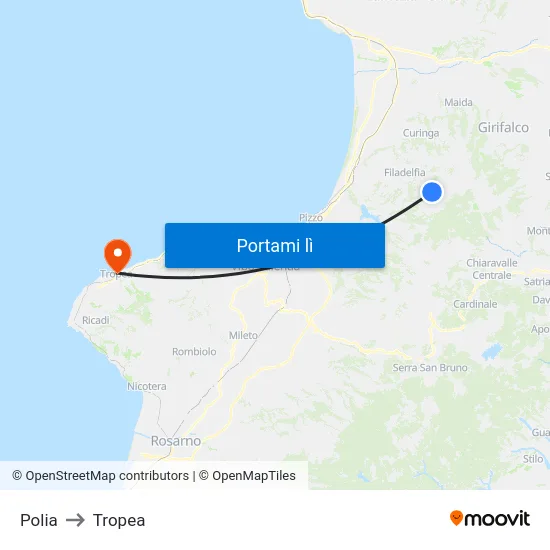 Polia to Tropea map