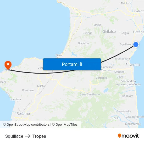 Squillace to Tropea map