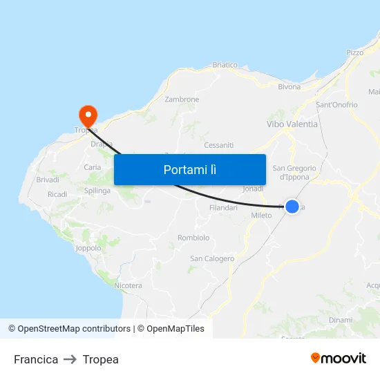 Francica to Tropea map