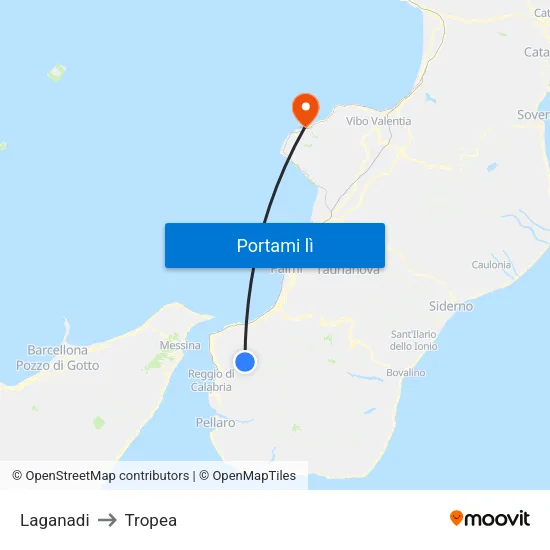 Laganadi to Tropea map