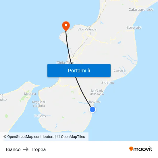 Bianco to Tropea map