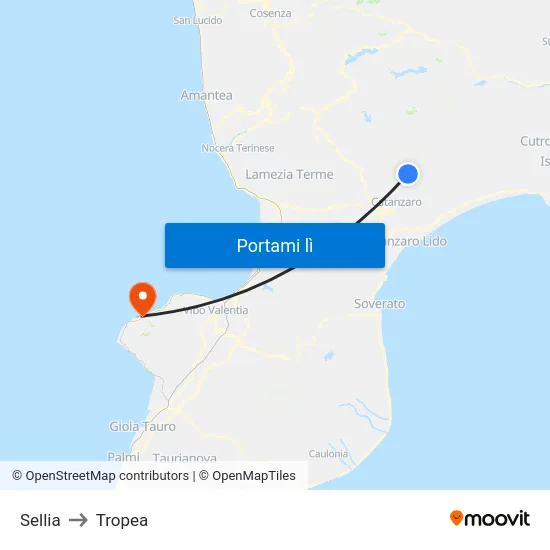 Sellia to Tropea map
