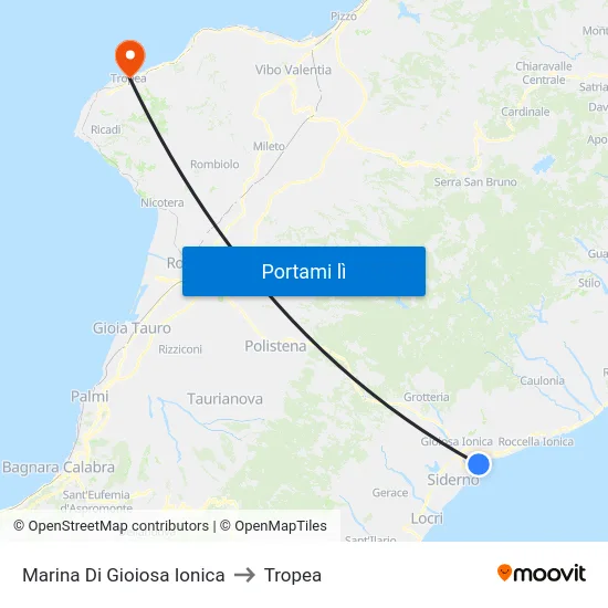 Marina Di Gioiosa Ionica to Tropea map