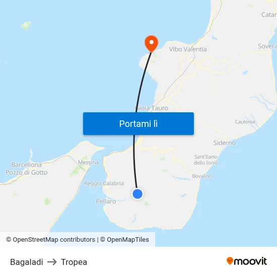 Bagaladi to Tropea map