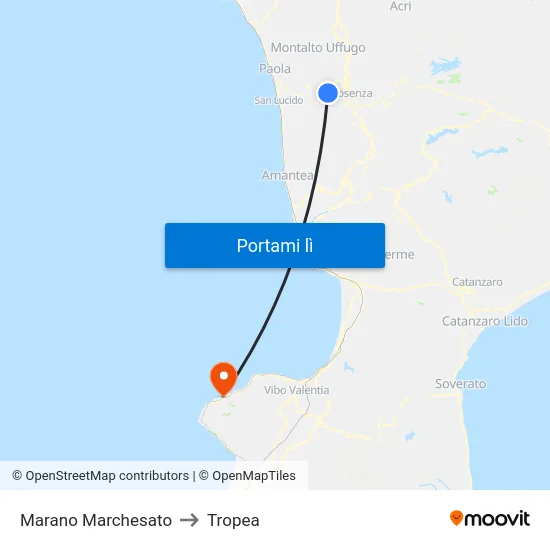 Marano Marchesato to Tropea map
