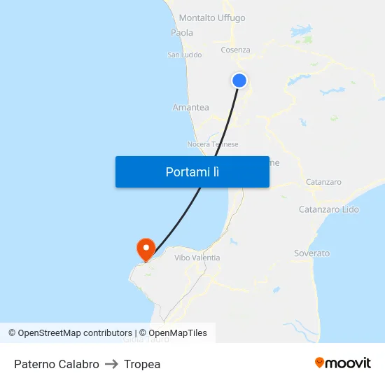 Paterno Calabro to Tropea map