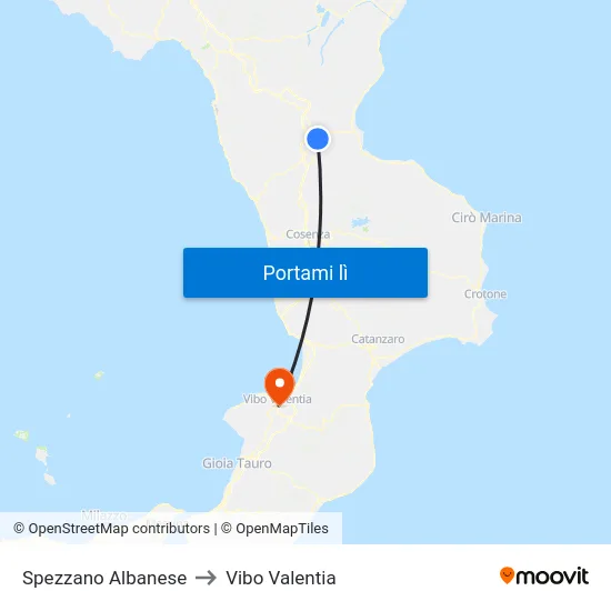 Spezzano Albanese to Vibo Valentia map