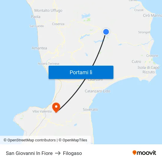San Giovanni In Fiore to Filogaso map