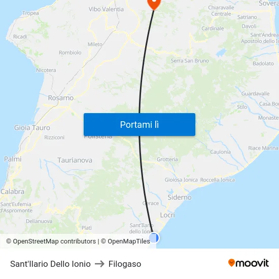 Sant'Ilario Dello Ionio to Filogaso map