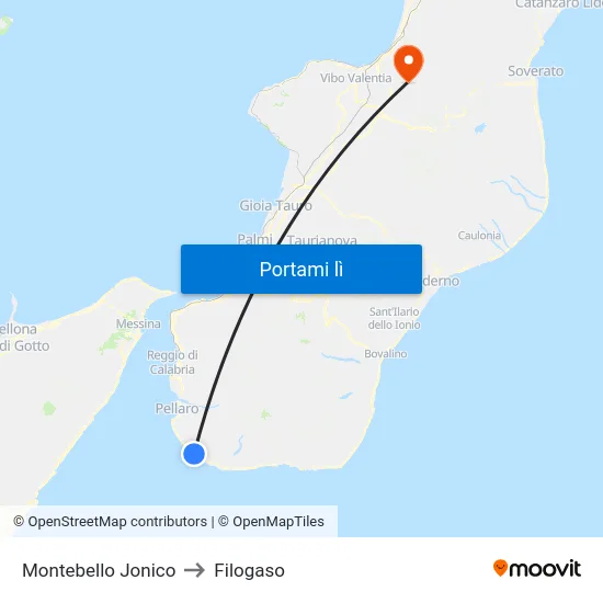 Montebello Jonico to Filogaso map