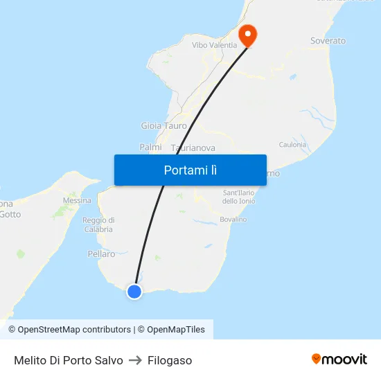 Melito Di Porto Salvo to Filogaso map