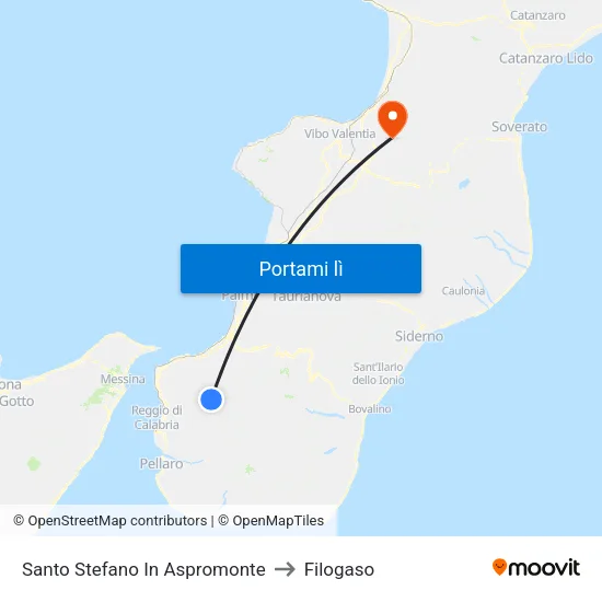 Santo Stefano In Aspromonte to Filogaso map