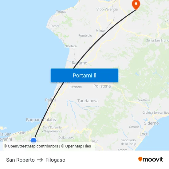 San Roberto to Filogaso map