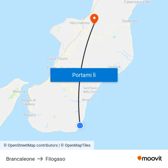 Brancaleone to Filogaso map