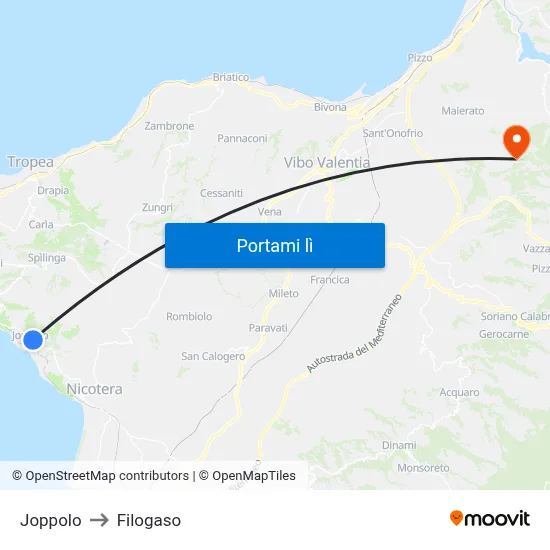 Joppolo to Filogaso map